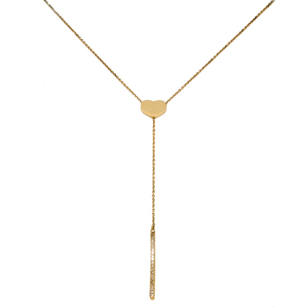 18-karat Yellow Gold Heart & Bar Necklace Chain.